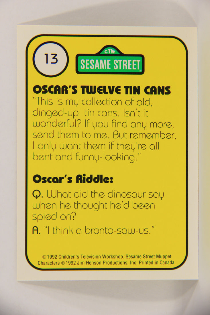 Sesame Street TV Show 1992 Trading Card #13 Oscar 12 Cans ENG Canada L020636