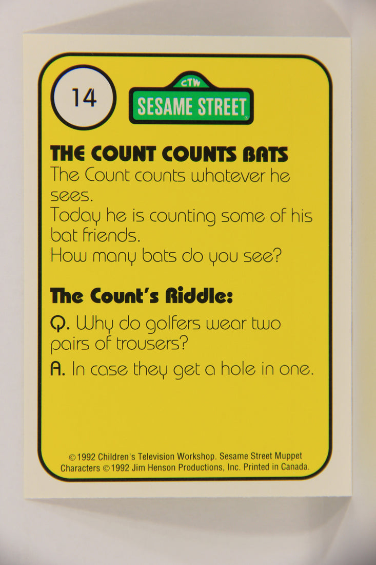 Sesame Street TV Show 1992 Trading Card #14 The Count 13 Bats ENG Canada L020637