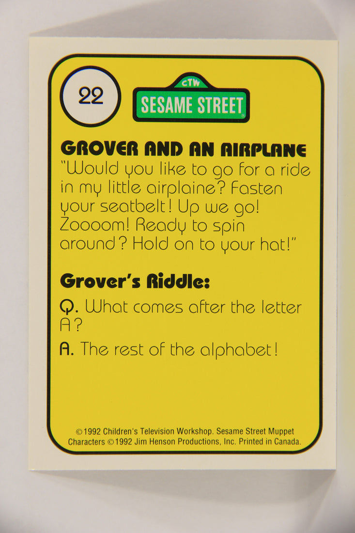 Sesame Street TV Show 1992 Trading Card #22 A Grover And An Airplane ENG L020645