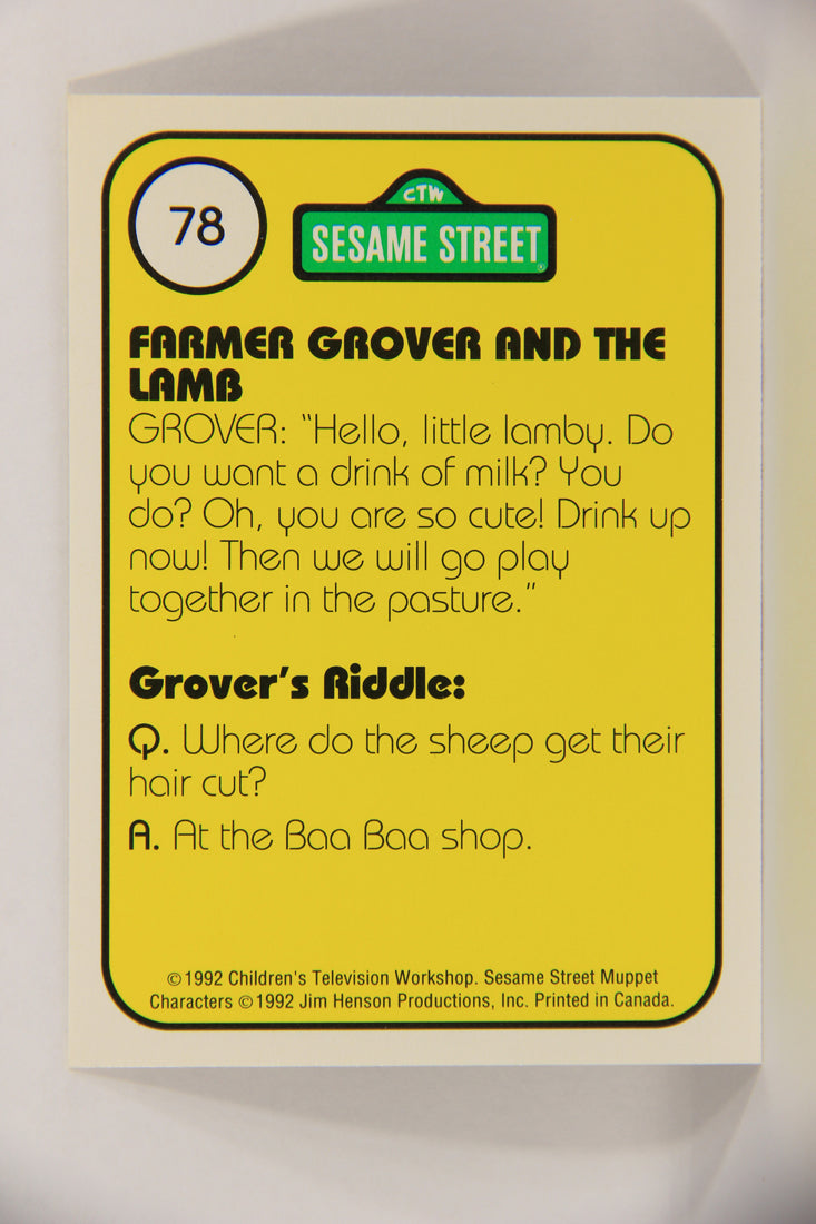 Seasame Street TV Show 1992 Trading Card #78 Farmer Grover Feeds A Lamb ENG L020701
