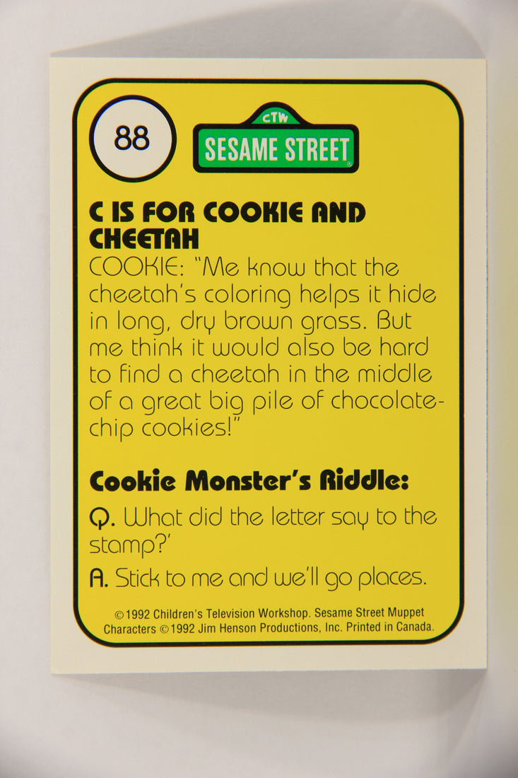 Seasame Street TV Show 1992 Card #88 A Cheetah Can Hide Easily In Tall Grass L020711