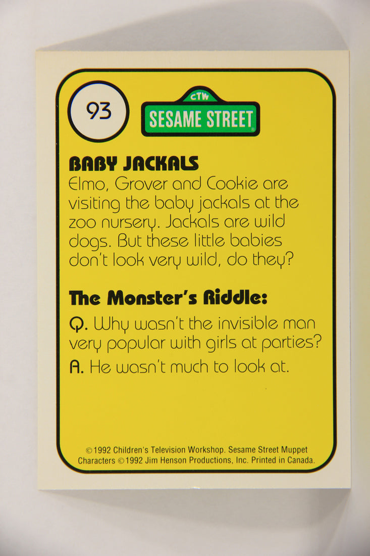 Seasame Street TV Show 1992 Card #93 The Jackal Is A Wild Dog From Africa L020717