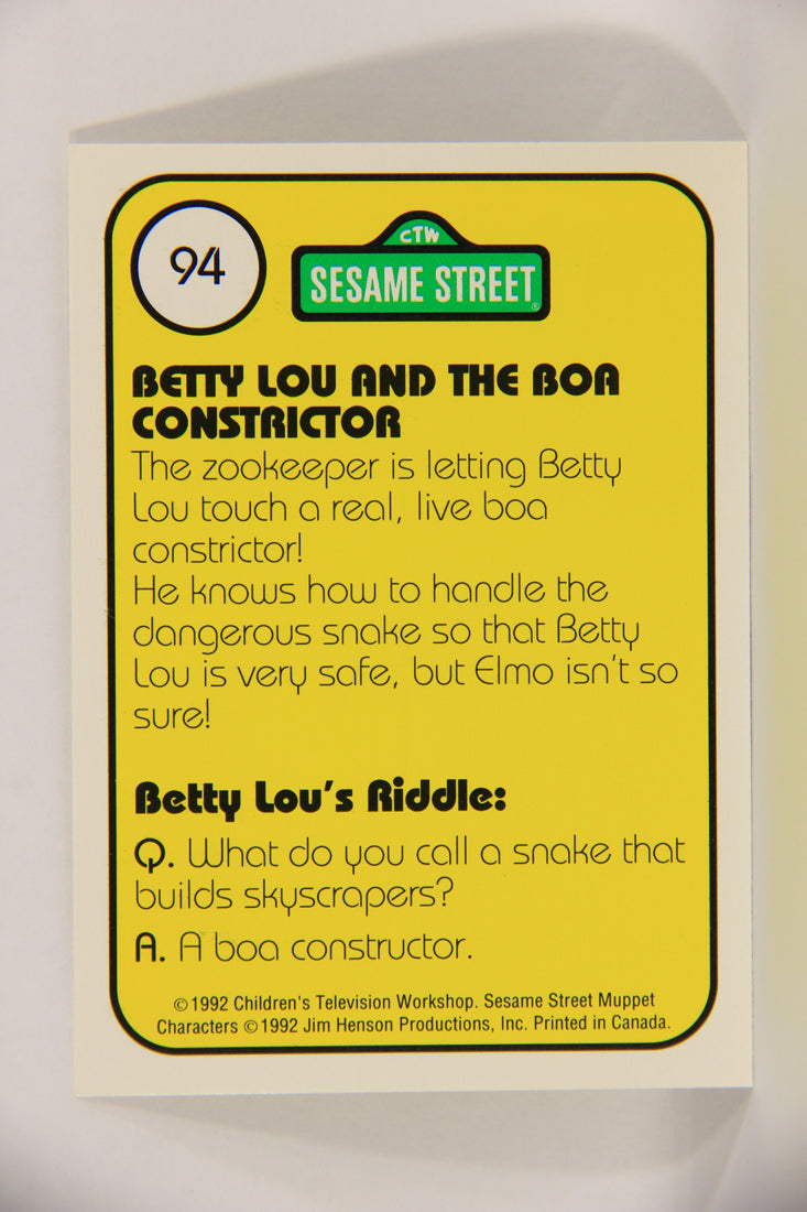 Seasame Street TV Show 1992 Card #94 Boa Constrictors Are Kinda Scary Looking L020718