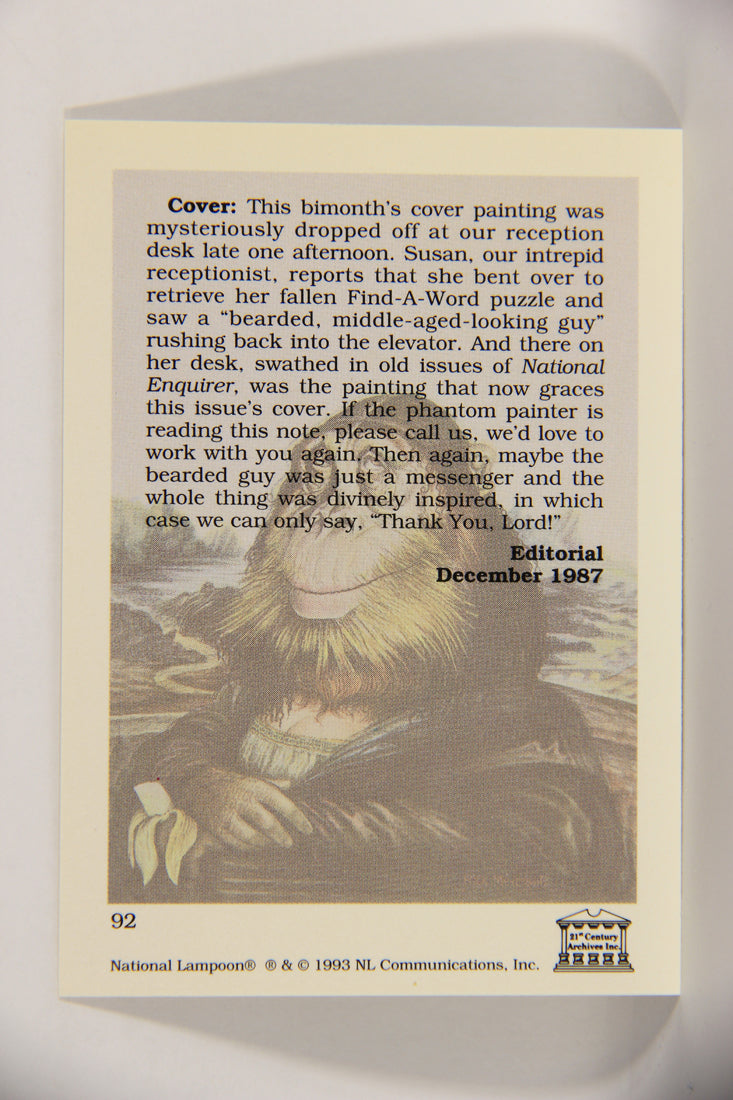 National Lampoon 1993 Trading Card #92 Yellow Pages - Dec 1987 ENG L020812