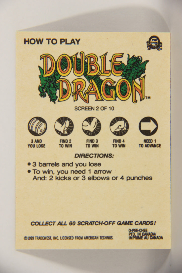 Nintendo Double Dragon 1989 Scratch-Off Card Screen #2 Of 10 ENG L020816