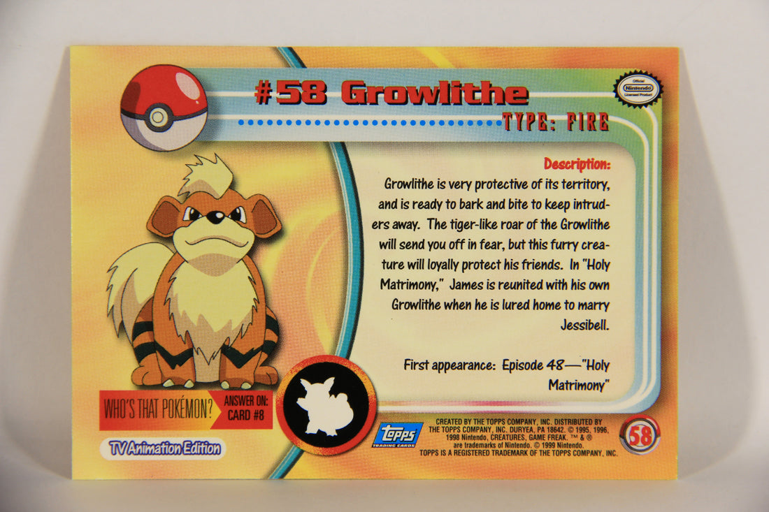 Pokémon Card Growlithe #58 TV Animation Blue Logo 1st Print ENG L020823