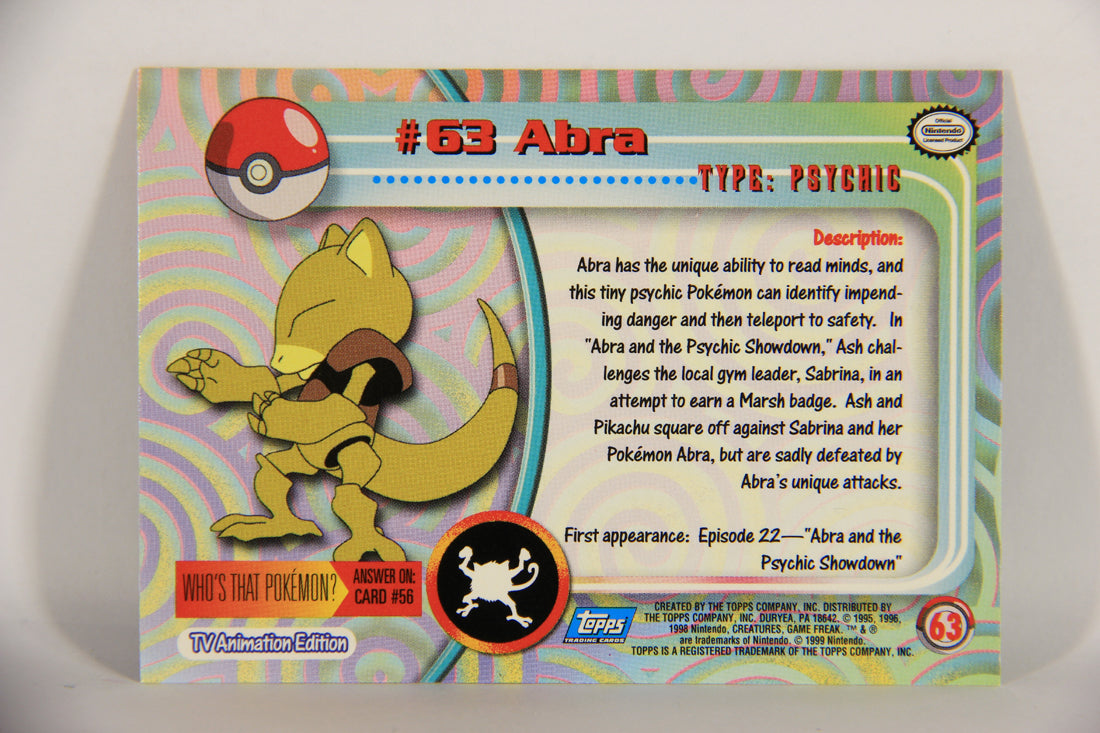Pokémon Card Abra #63 TV Animation Blue Logo 1st Print ENG L020824