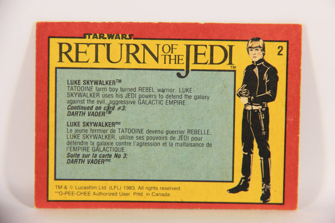 Star Wars Return Of The Jedi 1983 Card #2 Luke Skywalker FR-ENG OPC L020873