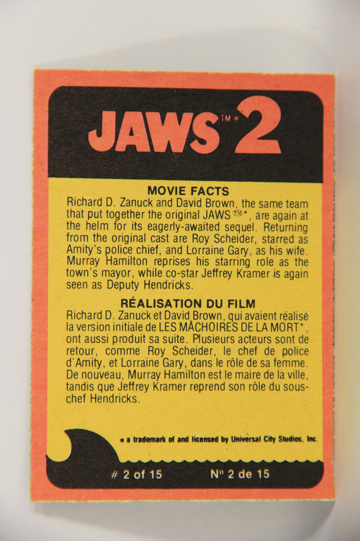 Jaws 2 - 1978 Trading Card #7 A Close Brush With Death FR-ENG O-Pee-Chee L020902