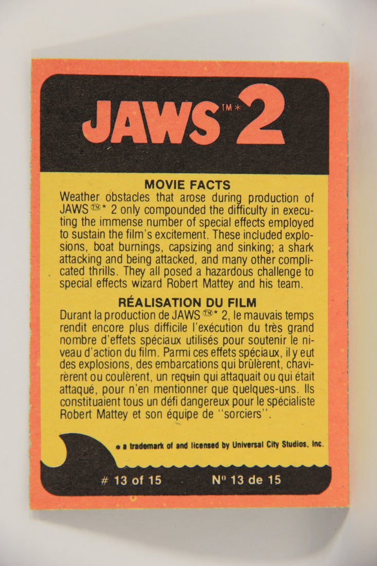Jaws 2 - 1978 Trading Card #10 Cornered By The Monster FR-ENG O-Pee-Chee L020905