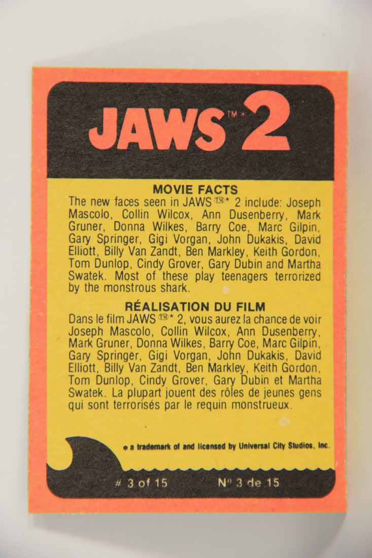 Jaws 2 - 1978 Trading Card #23 The Devil From The Deep FR-ENG O-Pee-Chee L020918