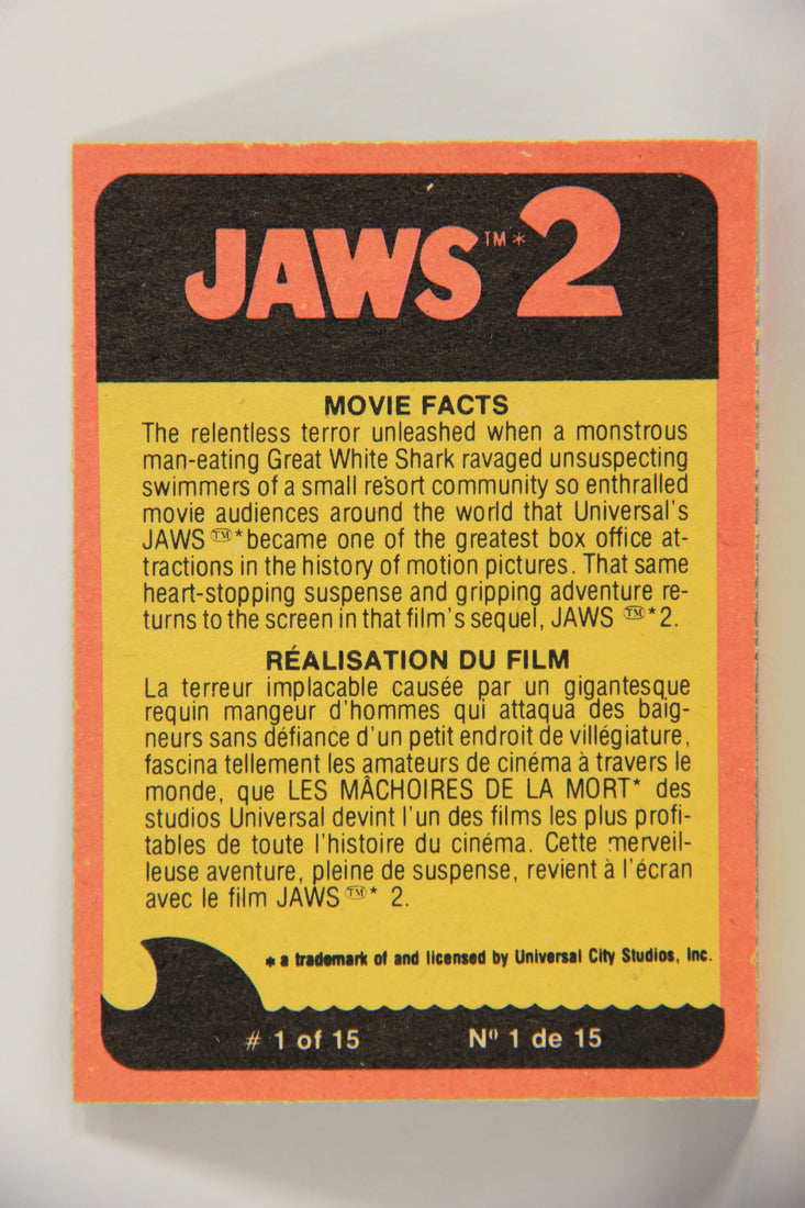 Jaws 2 - 1978 Trading Card #40 Brody At The Beach FR-ENG O-Pee-Chee L020935