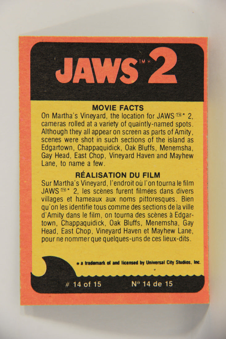 Jaws 2 - 1978 Trading Card #47 The Monster Attacks FR-ENG O-Pee-Chee L020942