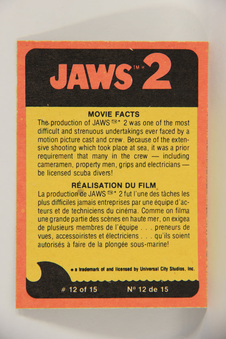 Jaws 2 - 1978 Trading Card #53 Aiming Against The Monster FR-ENG OPC L020948