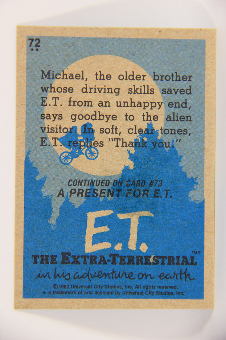 E.T. The Extra-Terrestrial 1982 Trading Card #72 Michael's Farewell ENG Topps L021037