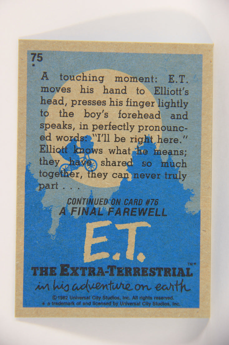 E.T. The Extra-Terrestrial 1982 Trading Card #75 The Friends Depart ENG Topps L021040