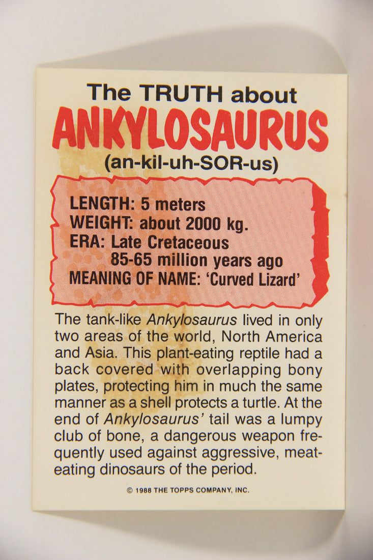 Dinosaurs Attack 1988 Vintage Sticker Trading Card #2 Ankylosaurus ENG L021239