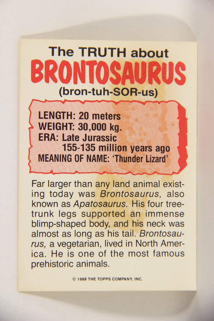 Dinosaurs Attack 1988 Vintage Sticker Trading Card #4 Brontosaurus ENG L021241