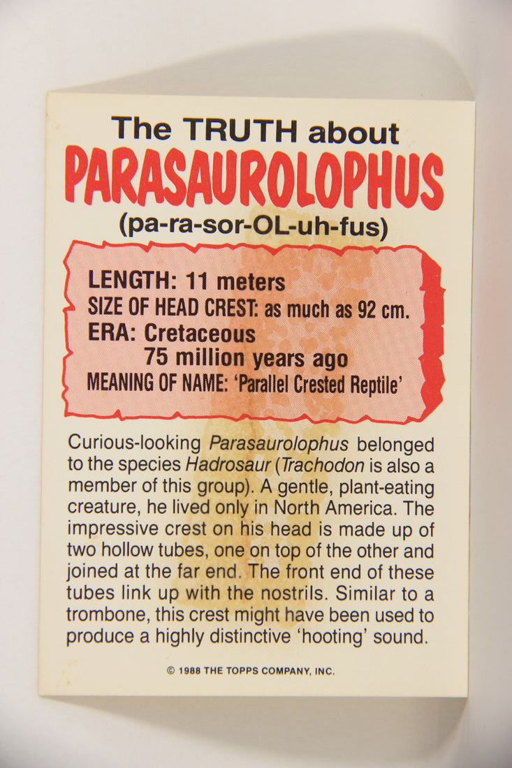 Dinosaurs Attack 1988 Vintage Sticker Trading Card #5 Parasaurolophus ENG L021242