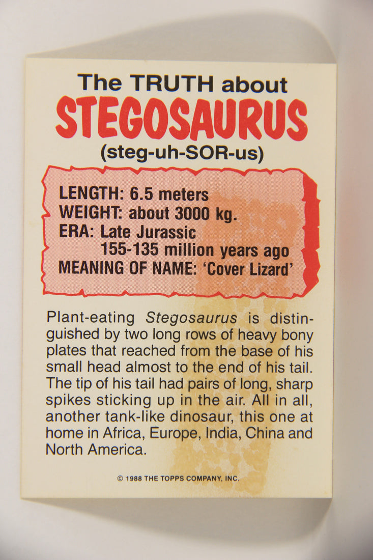 Dinosaurs Attack 1988 Vintage Sticker Trading Card #8 Stegosaurus ENG L021245