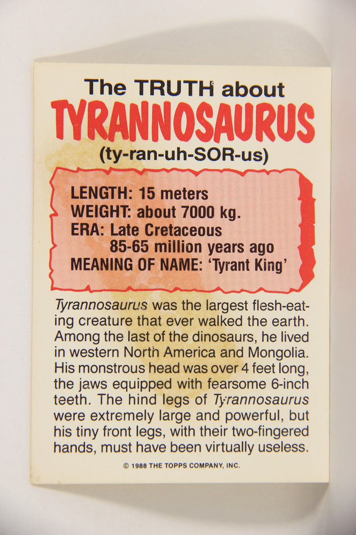 Dinosaurs Attack 1988 Vintage Sticker Trading Card #11 Tyrannosaurus ENG L021247