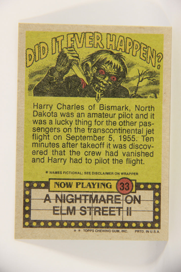 Fright Flicks 1988 Card #33 Oh No Now I'll Need To Buy New Gloves - NOES Topps L021258