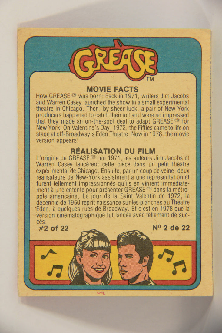 Grease 1978 Trading Card #5 It's Teen Angel FR-ENG O-Pee-Chee L021298
