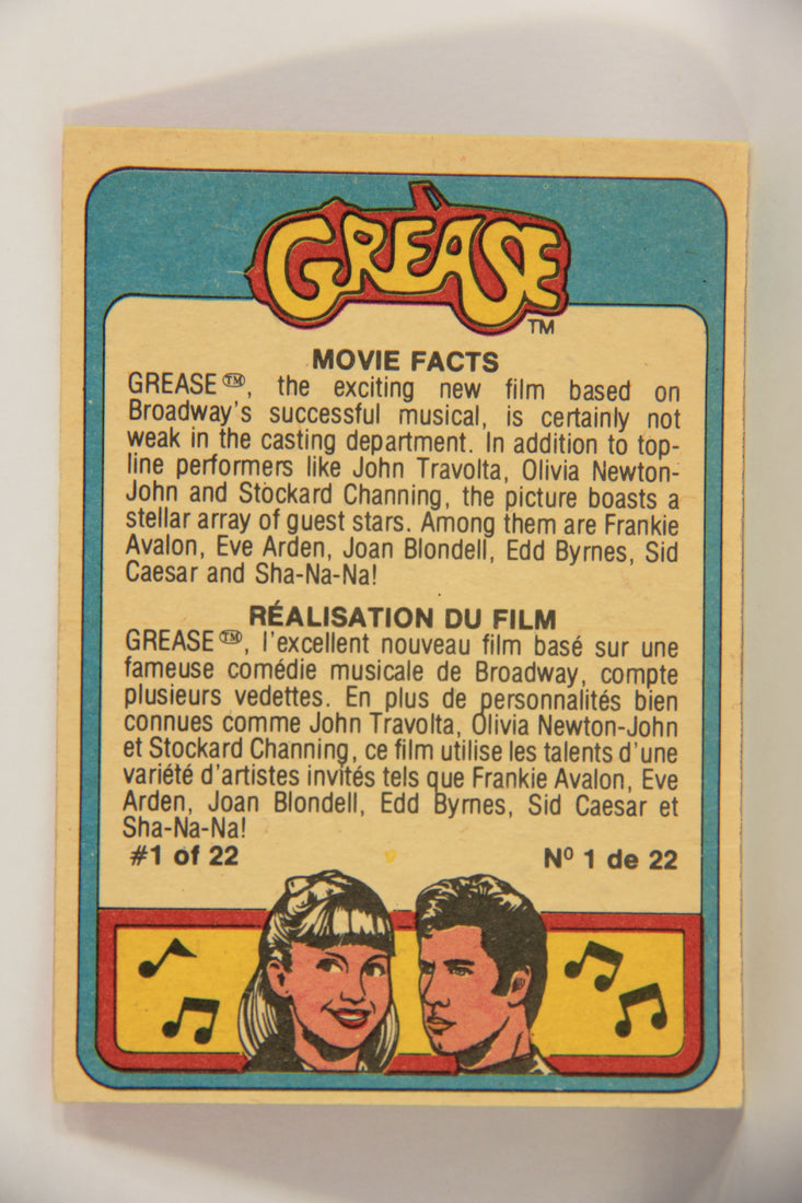 Grease 1978 Trading Card #10 The Thunderbirds FR-ENG O-Pee-Chee L021303