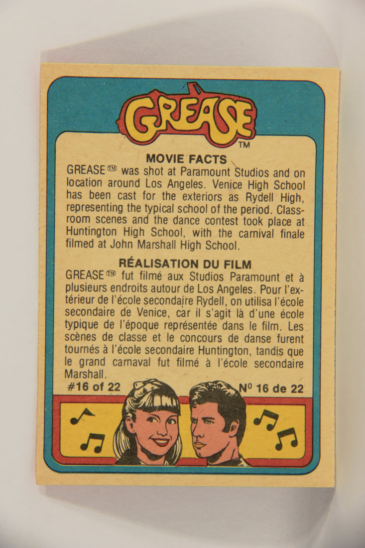 Grease 1978 Trading Card #24 The Big Rama-Lama-Ding-Dong FR-ENG OPC L021317