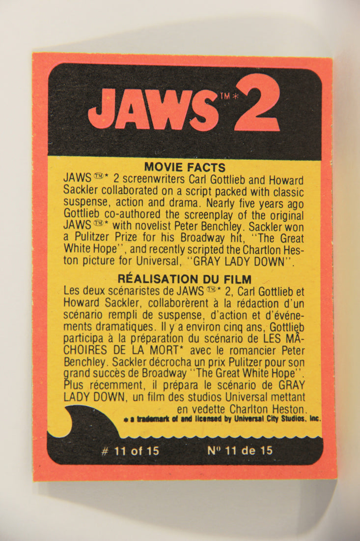 Jaws 2 - 1978 Trading Card #59 The Jaws Of Death FR-ENG O-Pee-Chee L021512