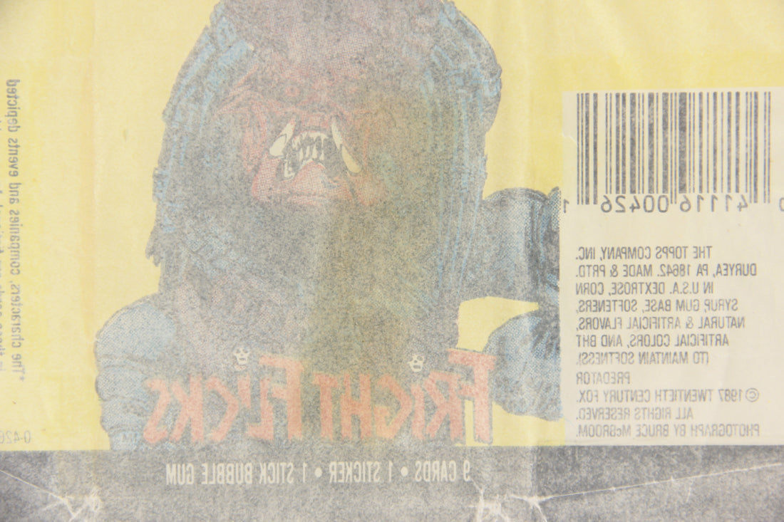 Fright Flicks 1988 Trading Card Wax Wrapper - Predator - ENG Topps L021540
