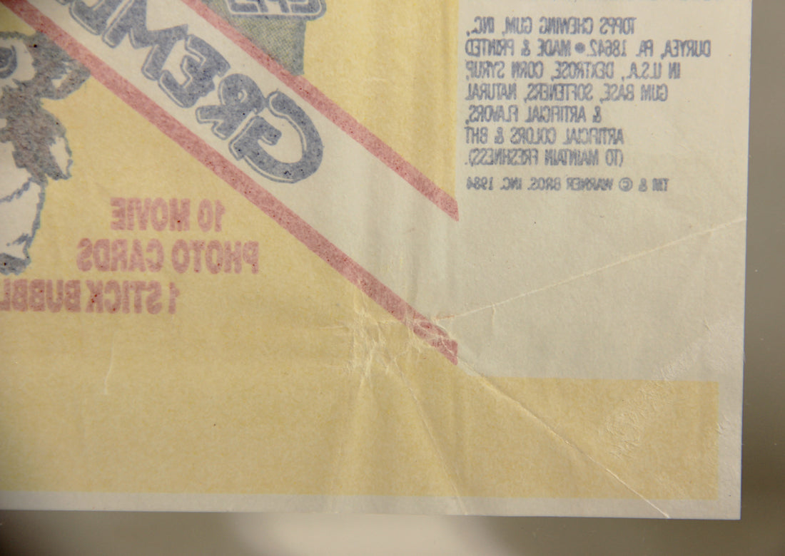 Gremlins 1984 Trading Card Wax Wrapper V-2 Bazooka Add Variant ENG Topps L021544