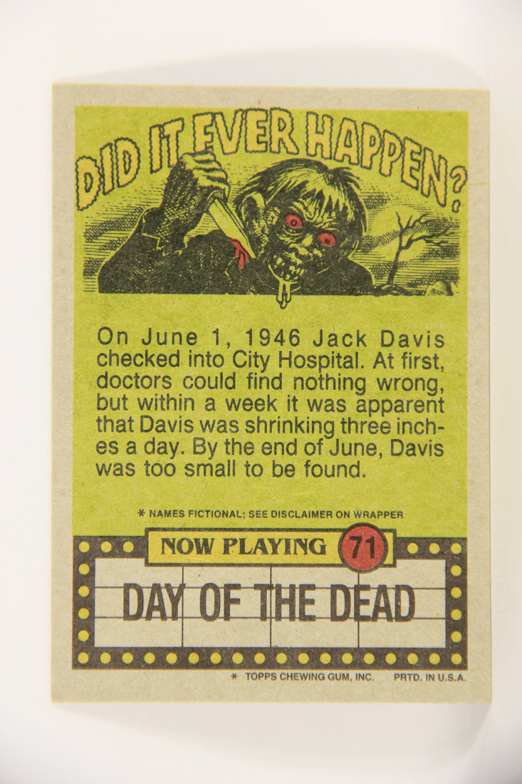 Fright Flicks 1988 Trading Card #71 Stay For Coffee - Day Of The Dead ENG Topps L021750