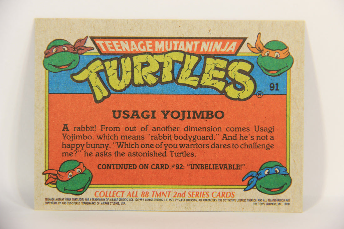 Teenage Mutant Ninja Turtles 2nd Series 1989 Trading Card #91 Usagi Yojimbo L021867
