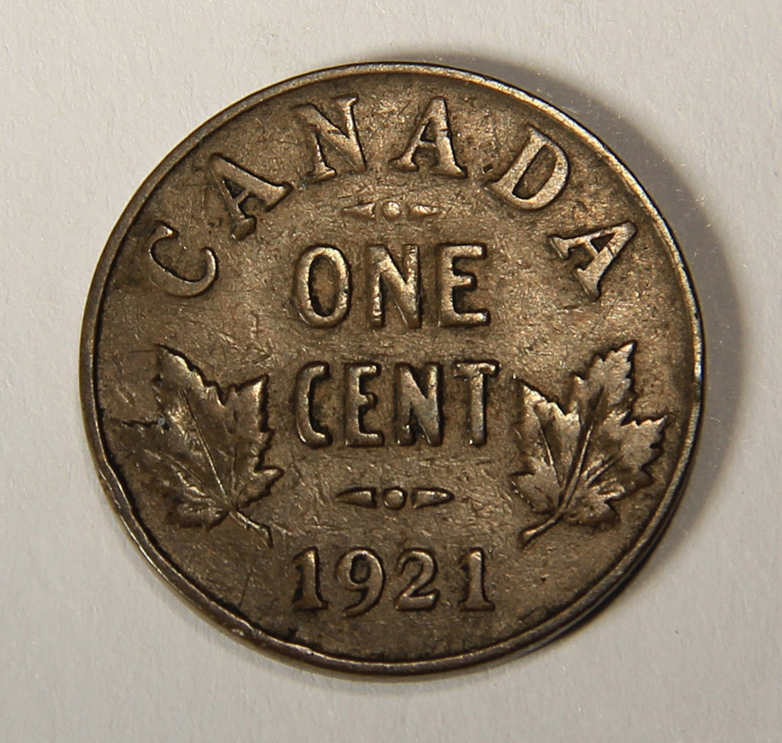 1921 Canada 1 Cent Small King George V - Copper Coin Small Cent L021893