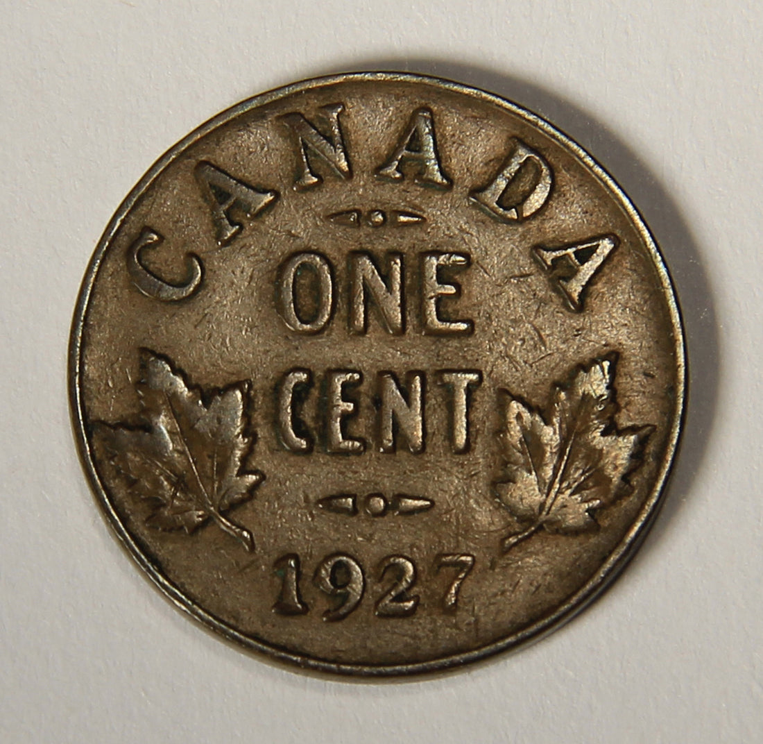 1927 Canada 1 Cent Small King George V - Copper Coin Small Cent L021895