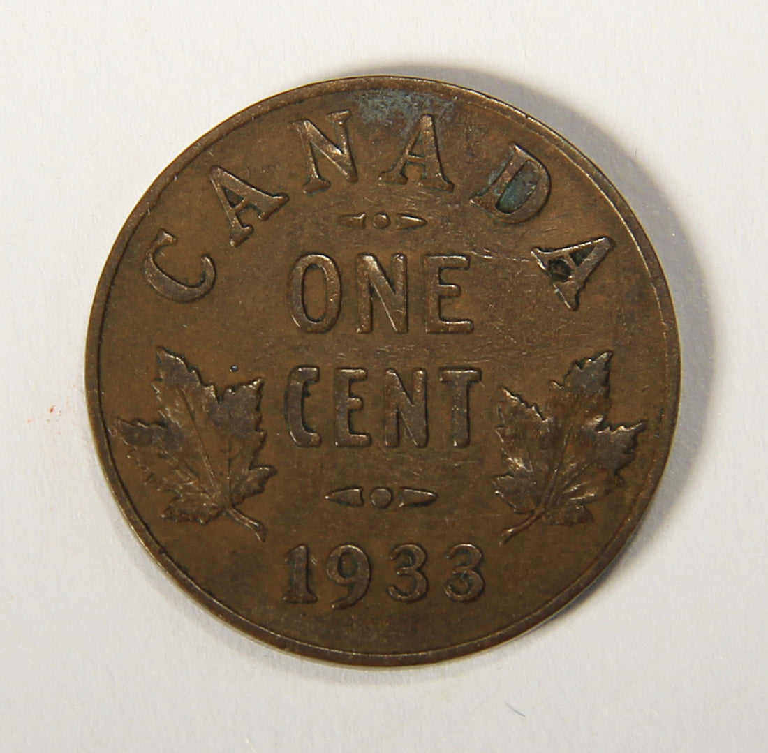 1933 Canada 1 Cent Small King George V - Copper Coin Small Cent L021903