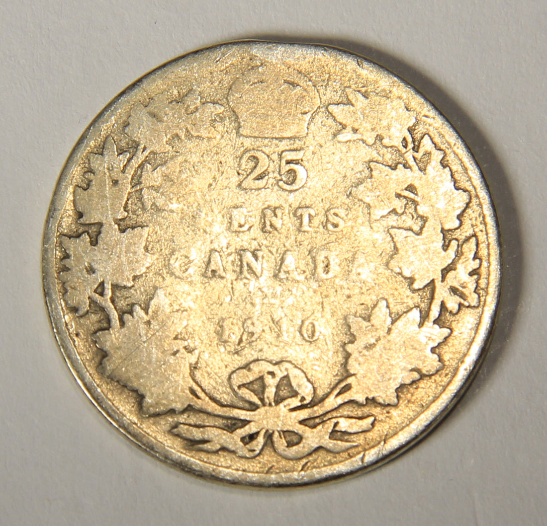 1910 Canada 25 Cents King Edward VII - Silver Coin .925 Twenty-Five Cents L021916