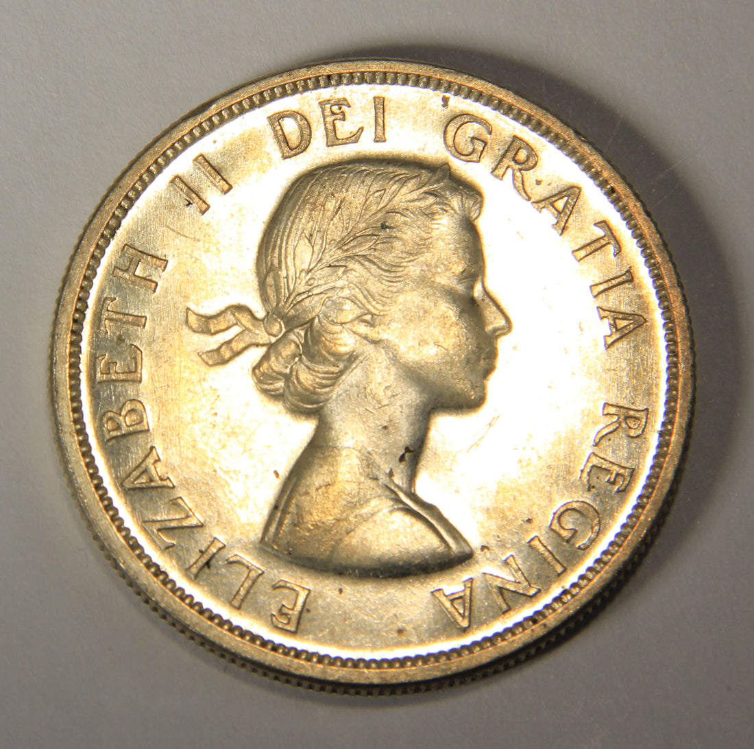 1958 Canada 1 Dollar Queen Elizabeth II - One Dollar Silver Coin .800 Totem L021921