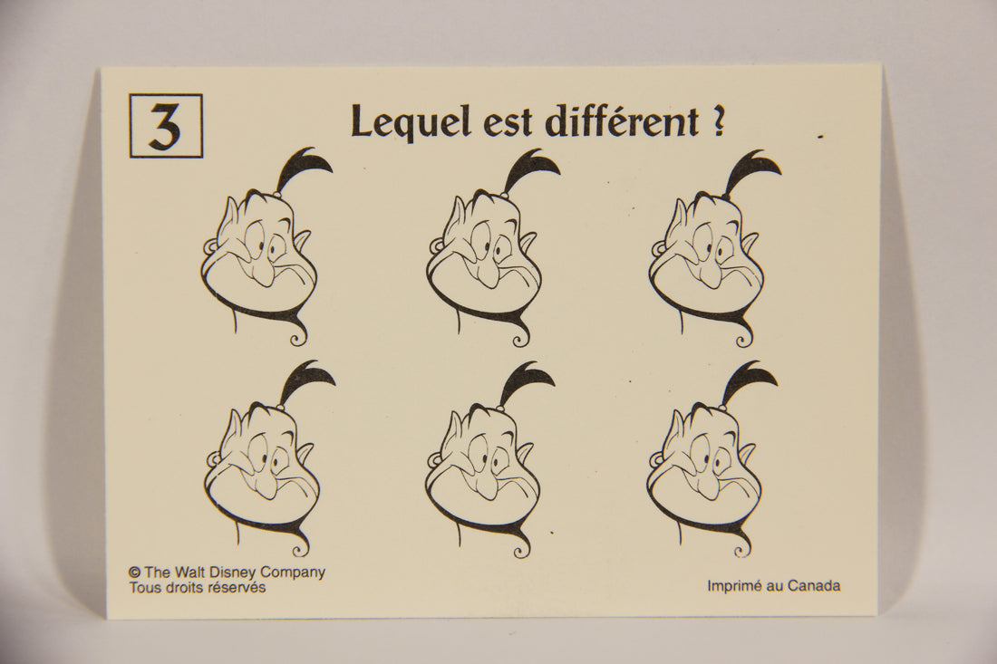 Aladdin 1993 Trading Card #3 Genie Which One Is Different FRENCH Color-In Panini L021949
