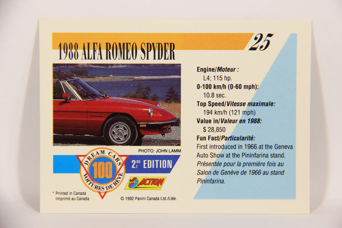 Dream Cars 2nd Edition 1992 Trading Card #25 - 1988 Alfa Romeo Spyder L021956