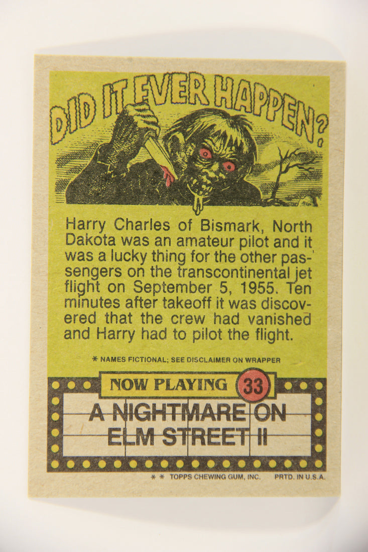 Fright Flicks 1988 Card #33 Oh No Now I'll Need To Buy New Gloves - NOES 2 Topps L021967