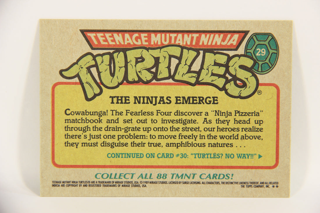 Teenage Mutant Ninja Turtles 1989 Trading Card #29 The Ninjas Emerge ENG L021997