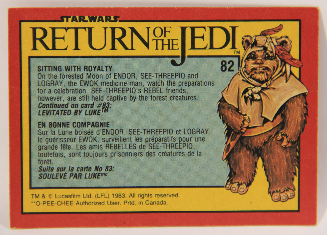 Star Wars ROTJ 1983 Trading Card #82 Sitting With Royalty FR-ENG Canada L000910