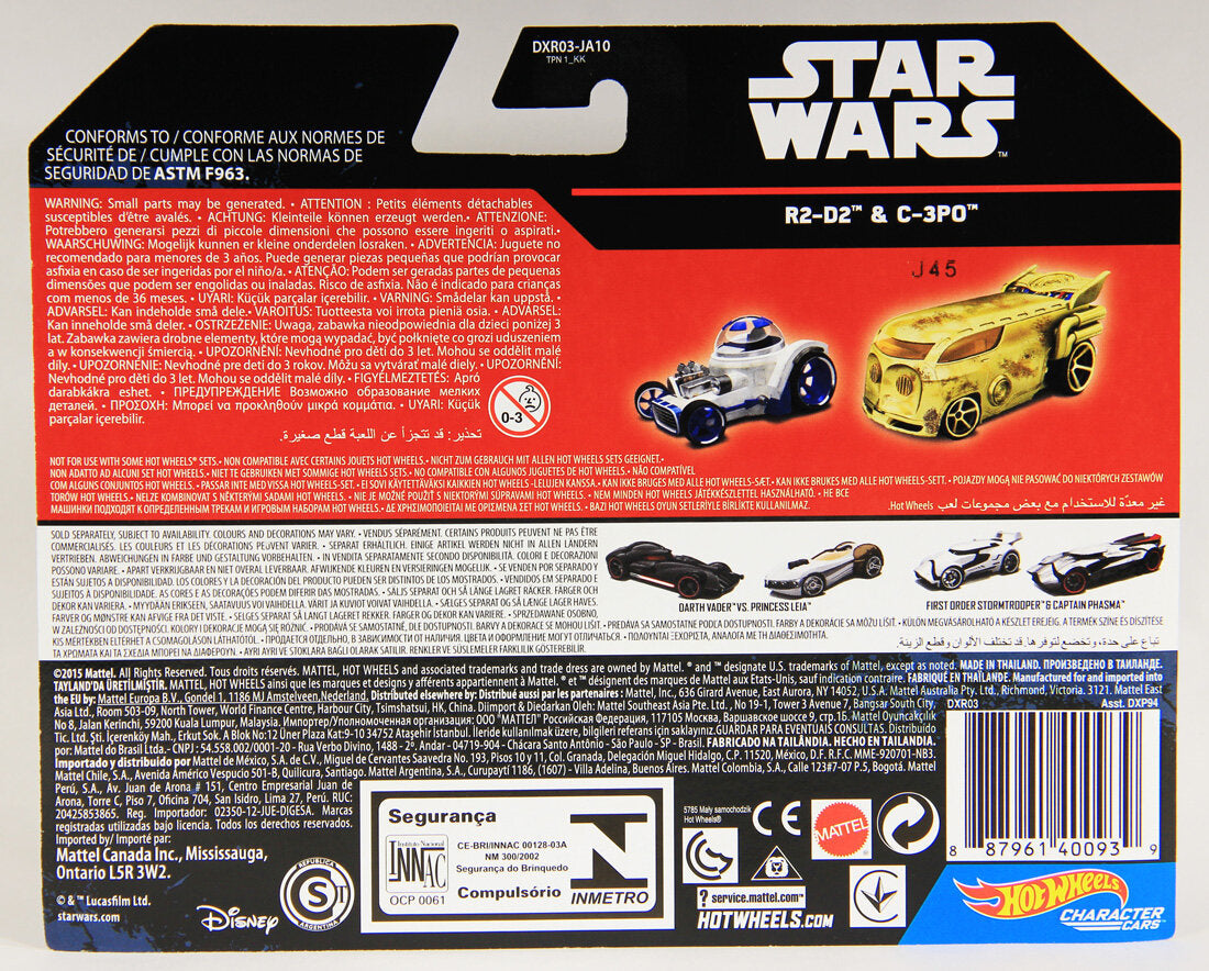 Star Wars R2-D2 And C-3PO 2-Pack Hot Wheels Character Cars MOC L001161