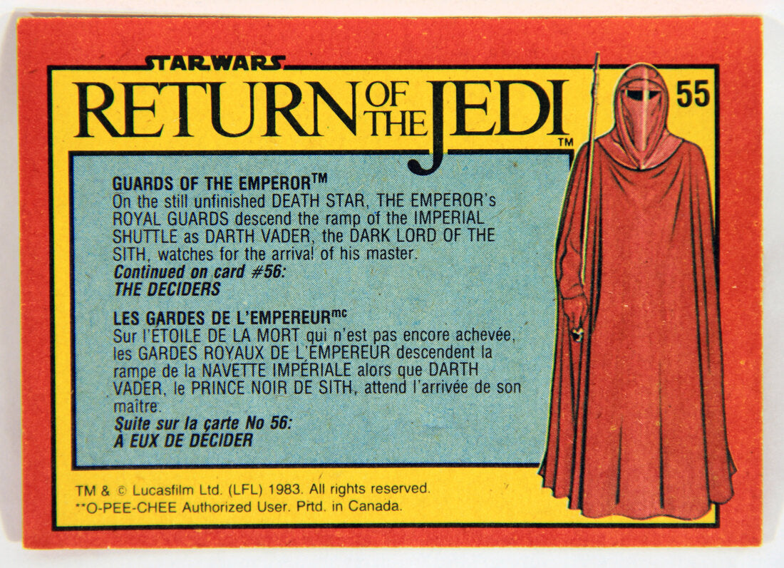 Star Wars ROTJ 1983 Trading Card #55 Guards Of The Emperor FR-ENG Canada L001425
