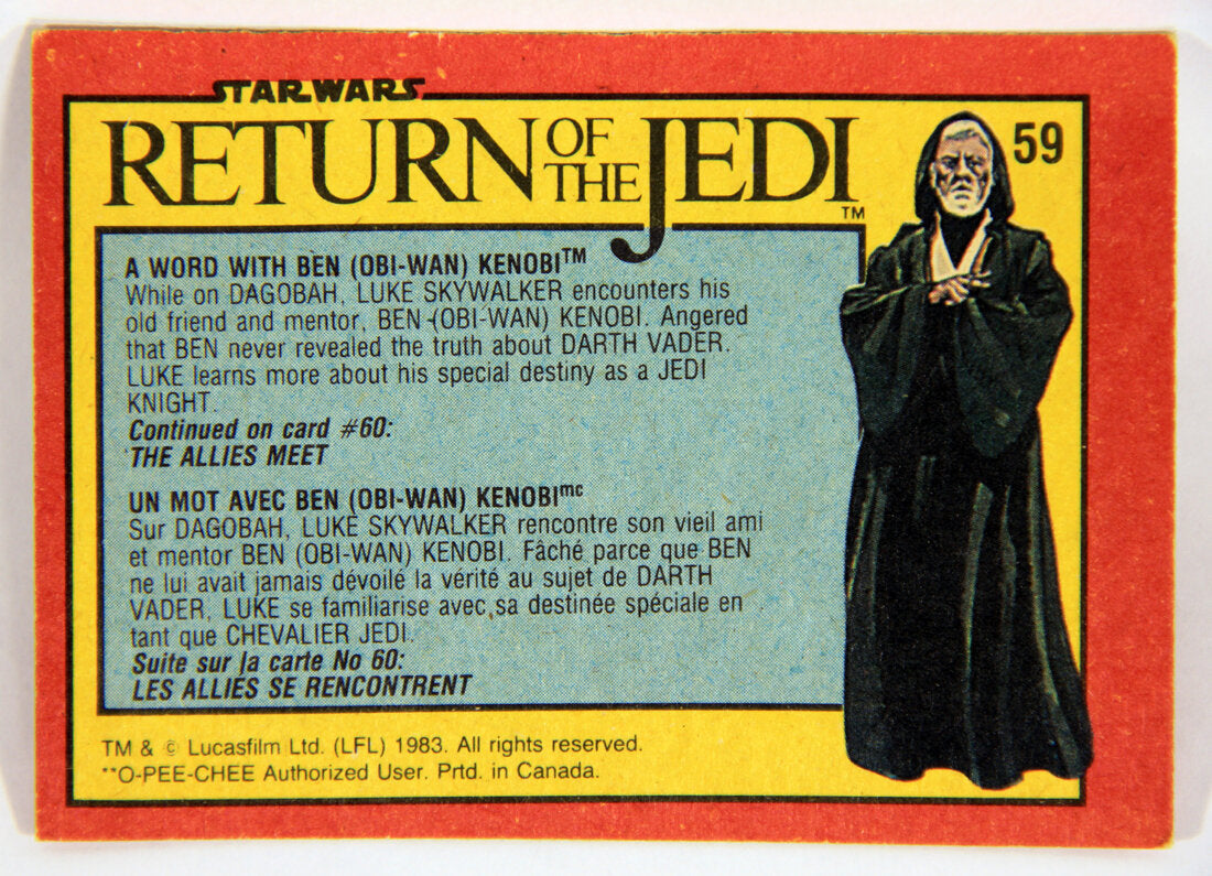 Star Wars ROTJ 1983 Trading Card #59 A Word With Ben Obi-Wan Kenobi FR-ENG Canada L001426