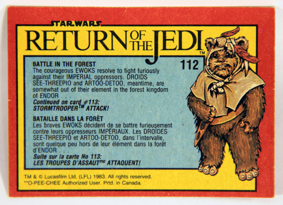 Star Wars ROTJ 1983 Trading Card #112 Battle In The Forest FR-ENG Canada L001433