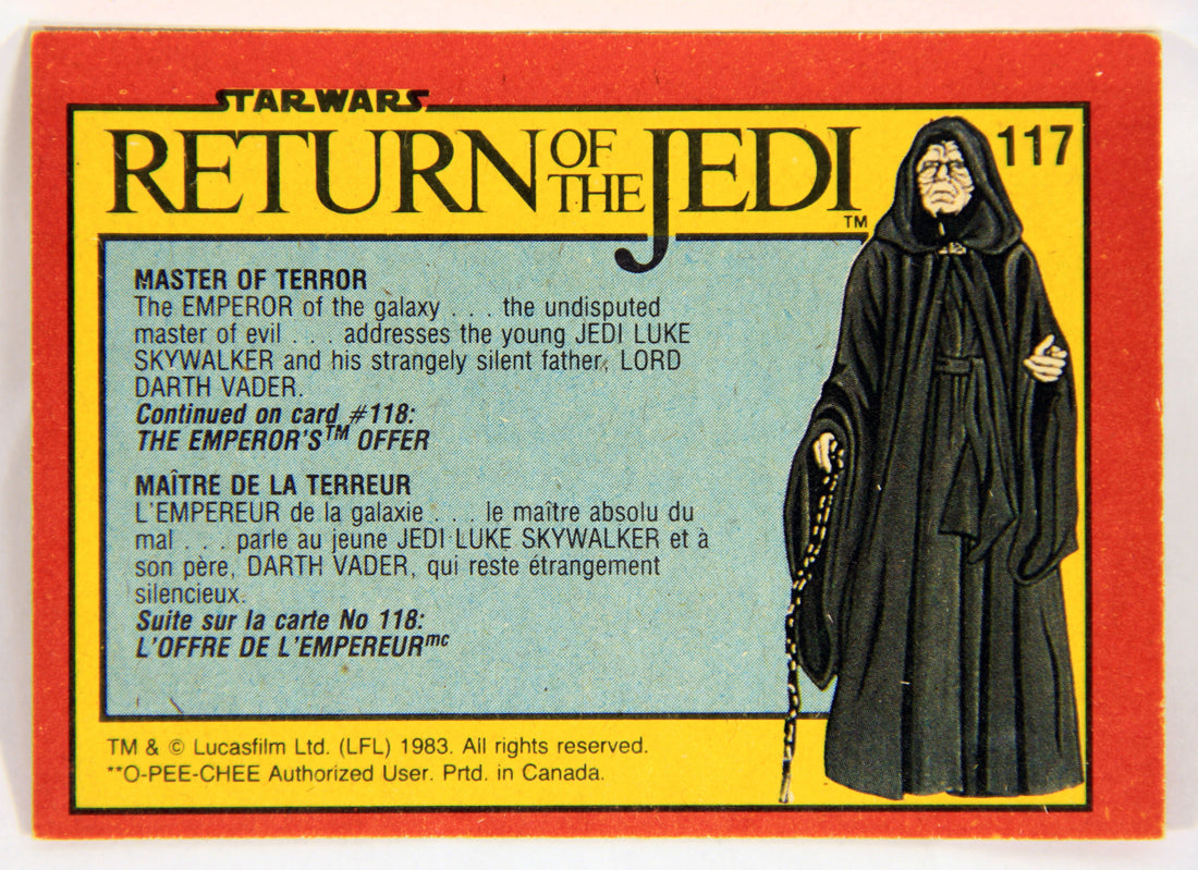 Star Wars ROTJ 1983 Trading Card #117 Master Of Terror FR-ENG Canada L001434