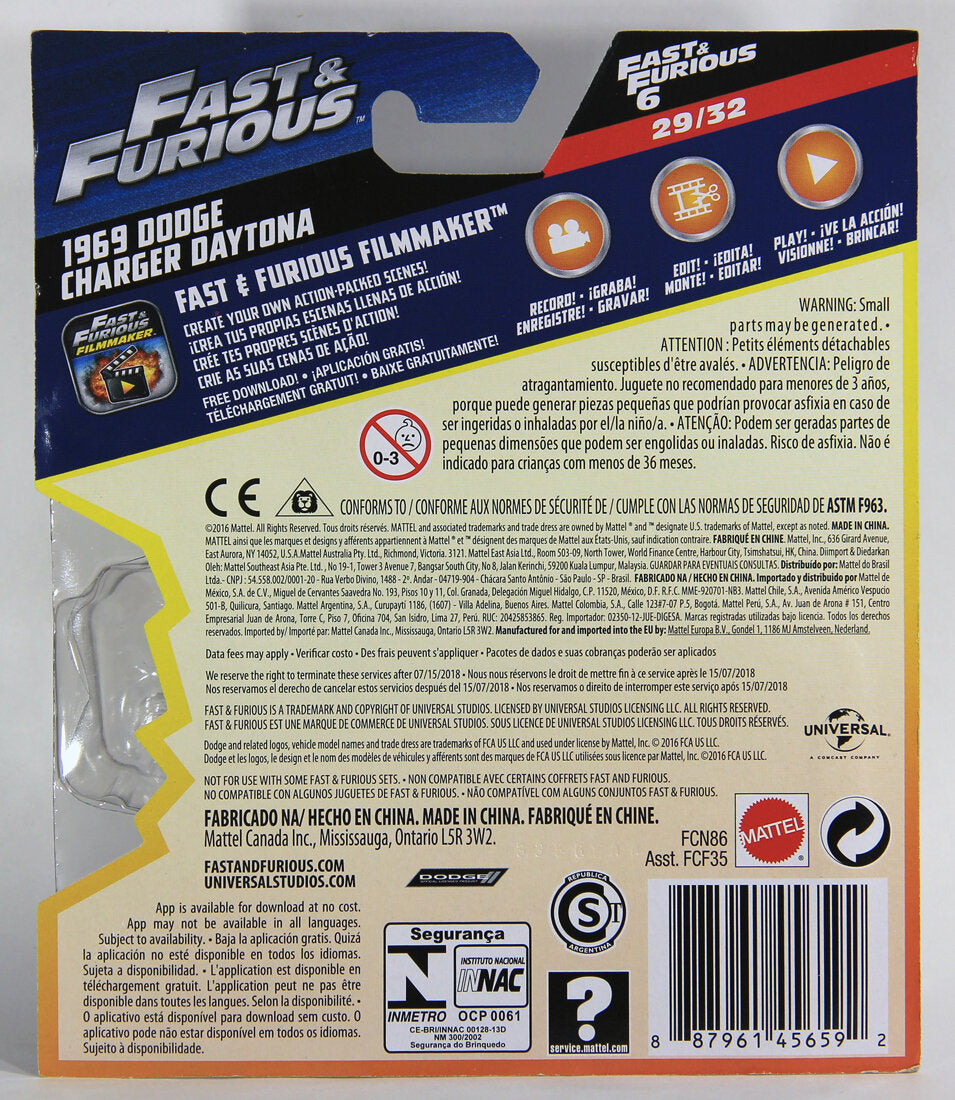 Mattel Die-Cast 2016 Dodge Charger Daytona Fast & Furious #29/32 L001451